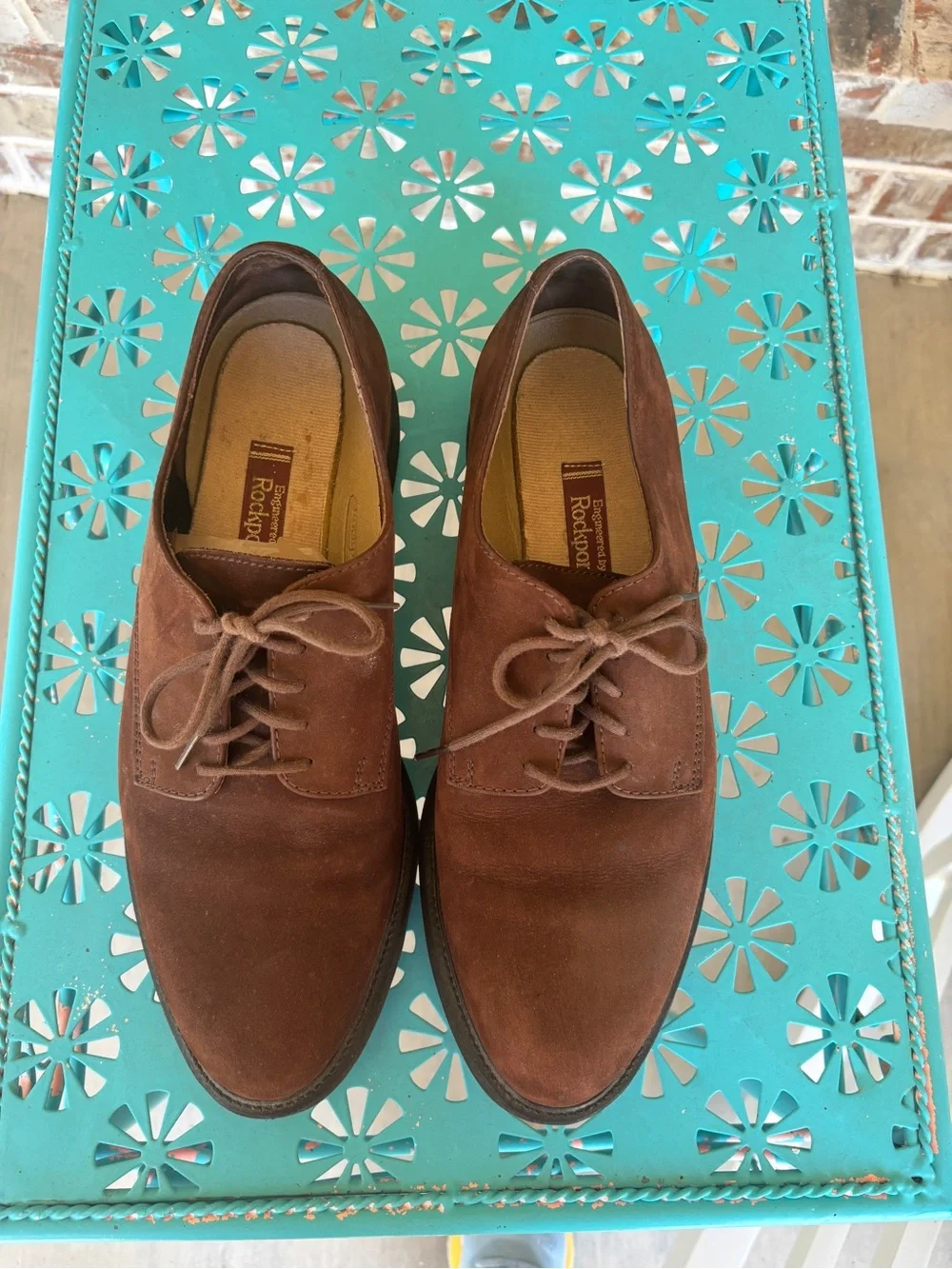 Rockport Men's Brown Suede Lace-Up Oxfords with Vibram Heels